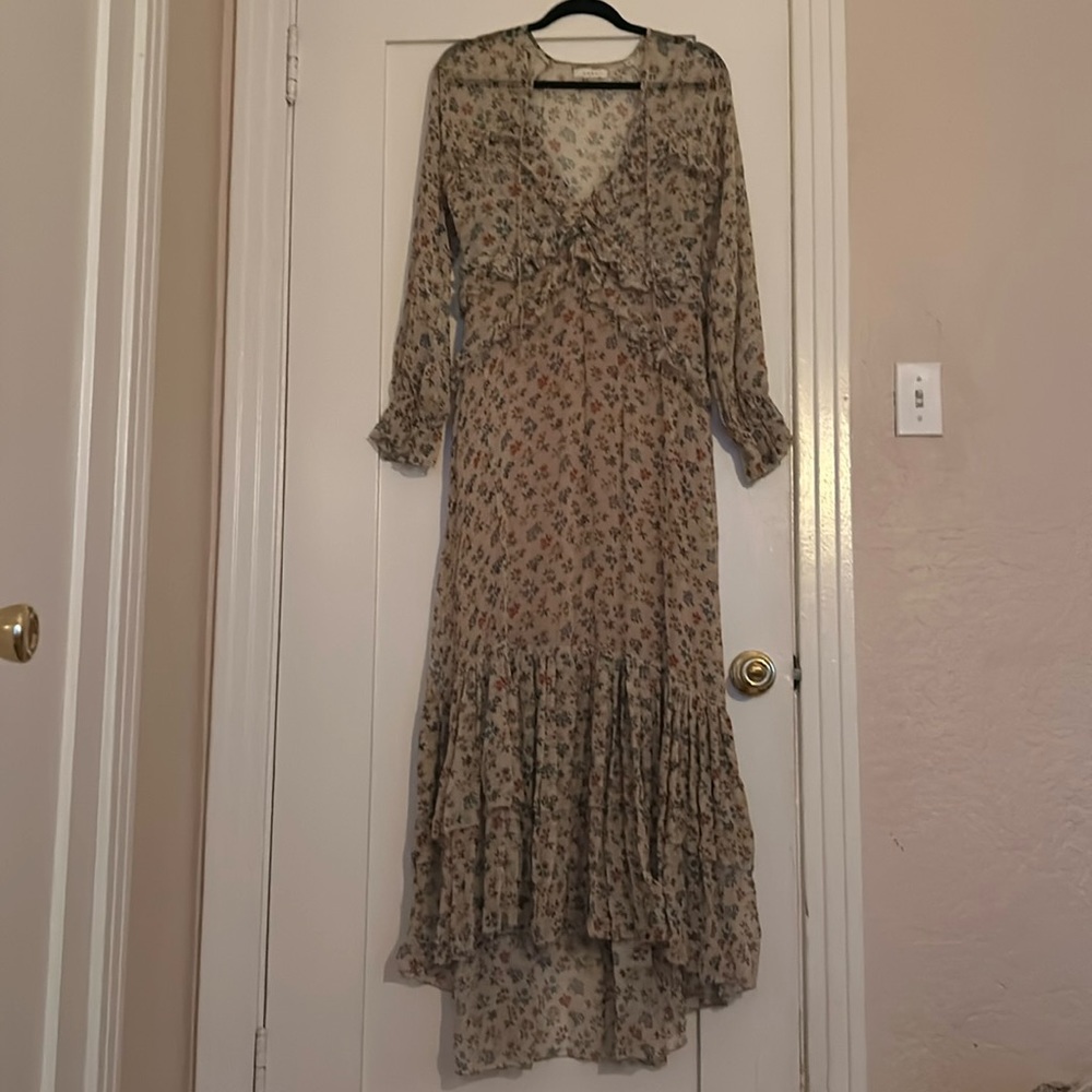 Doen Saffron Dress Silk Chiffon, floral bouquet print